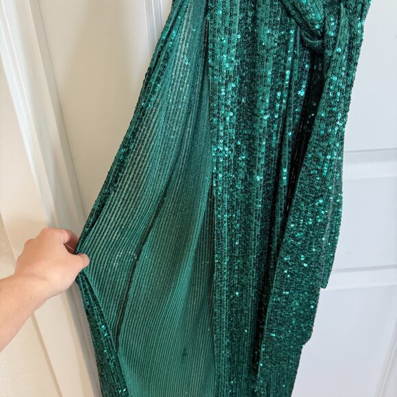 Revolve NBD Elektra Gown Party Dress Emerald Green Kelly sequins maxi sz small - Picture 7 of 16